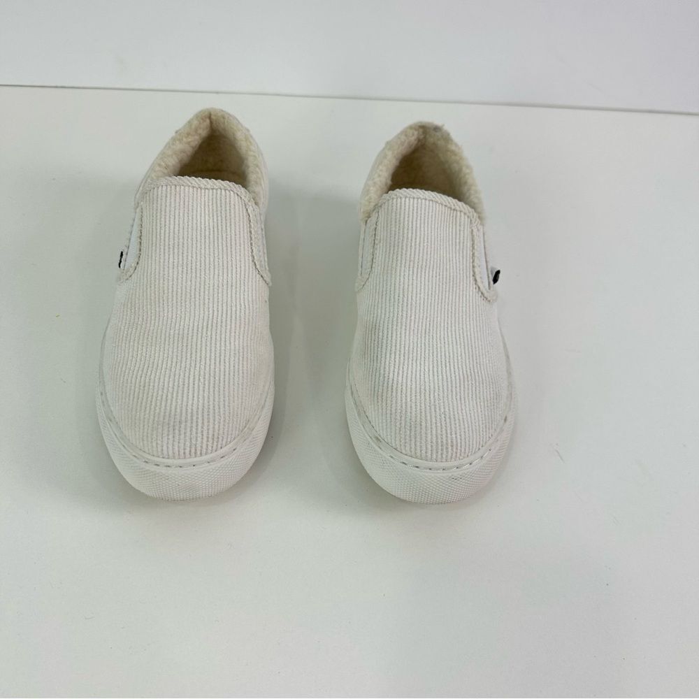 J. Crew Factory Cream Color Corduroy Slip On Shoe Size 7 Sherpa Lining BA836